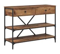 GHVBNMF Tavolo consolle con 2 cassetti, marrone, 100 x 34,5 x 75 cm, tavolo | Tavolino sottile per corridoio e soggiorno. Offre spazio per decorazioni e chiavi grazie al design compatto.