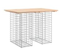 GHVBNMF Tavolo da giardino a gabbioni, 100 x 70 x 72 cm, in legno massello | Tavolo compatto da terrazza con robusto cestino in acciaio zincato e piano in legno non trattato per giardino e cortile.
