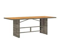GHVBNMF Tavolo da giardino in polyrattan e legno di acacia, grigio, 190 x | Ampio tavolo da terrazza con intreccio in rattan facile da pulire e stabile superficie in vero legno per il giardino.
