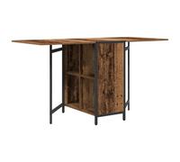 GHVBNMF Tavolo da pranzo allungabile, in legno anticato, 144 x 60 x 75 cm | Tavolo da cucina e sala da pranzo salvaspazio con 2 ripiani e funzione pieghevole manuale per un utilizzo flessibile dello
