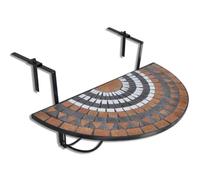 GHVBNMF Tavolo pensile da balcone a mosaico, pieghevole, terracotta, 76 x | Tavolo sospeso semicircolare in ceramica e ferro per ringhiere da balcone fino a 18 cm di larghezza. Pieghevole e salvaspazio