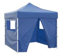 GHVBNMF Tenda pieghevole 3 x 3 m, gazebo blu con 4 pareti laterali, per | Gazebo da giardino compatto in acciaio con quattro pannelli laterali flessibili per feste, matrimoni ed eventi in terrazza.