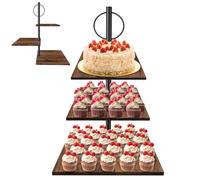 GHWMYD Alzata per Dolci in Legno, 3 Livelli Alzata per per 50 Cupcakes, Espositore per Buffet Torta per Matrimonio, Festa, Baby Shower, Compleanno, Quadrato Porta Brioches da Bar