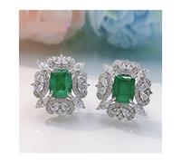 Ghxiag Argento Sterling 925 7 * 9mm Emerald Elevatoio di Carbon Hear Diamond Orecchini for Le Donne Sparkling Wedding Party Fine Gioielli