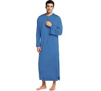 GHYUB Camicia da Notte Uomo Estiva，Taglie Forti Camicie da Notte da Uomo in Cotone Modal con Bottoni Manica Lunga con Tasche Pigiama Extra Lungo in Morbida Seta di Ghiaccio Ultra Leggero