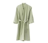 GHYUBYER Accappatoio for bambini, ragazze e ragazzi, accappatoio in cotone e lino a tre strati, pigiama for la casa, adatto alle quattro stagioni centrali (Color : Groen, Size : 8-10 Years)