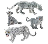 Ghzste 4 Statuette di Leopardo delle Nevi, Statuette di Animali Selvatici, Statuette in plastica, Modello di Animali, Idea Regalo per Bambini