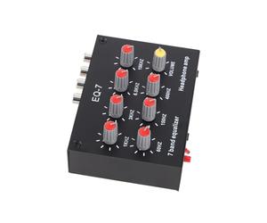 Ghzste Equalizzatore Sonoro a 7 bande con Regolazione dei Bassi ± 12 DB | Processore a 2 Canali, Alloggiamento in Lega di Alluminio, alimentato DC5V-12V, Ingresso 3,5 Mm per Cuffie Micro