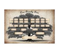 Ghzste Grafico dell'albero genealogico da riempire, grafico dell'albero genealogico di Natale fai da te, arte da parete vintage, 36 x 24 cm (20 x 16 cm)