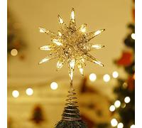Ghzste Puntale per Albero di Natale Stella Geometrica 3D Luci Decorative a LED Funziona a Batteria Bellissima Illuminazione a Stella con Base Elastica Decorazione Natalizia per le
