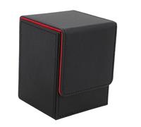 Ghzste Scatola per carte con coperchio magnetico, custodia magnetica per 100 carte, in pelle ecologica in poliuretano, resistente ai graffi, custodia verticale (nero e rosso)