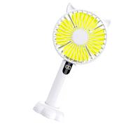 Ghzste Ventilatore da scrivania portatile USB, 4 lame, 5 velocità, display digitale regolabile, ricaricabile, piccolo ventilatore da scrivania con luci notturne e