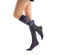 Gi&Gi Calze a Compressione Graduata da Donna, Gambaletto Lungo 70 DEN Classe-1-k1 18-22 mmHg (IT, Testo, M, L, Regular, Regular, BLU SCURO)
