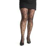 Gi&Gi Plus Size Polka Dot Sheer Tights, Black Pattern, Women's Pantyhose