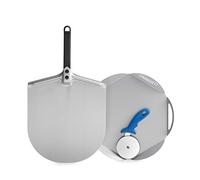 Kit Accessori Pizza a Casa Mia: Pala Alluminio 33cm, Vassoio, Rotella Tagliapizz