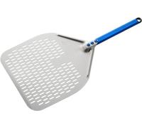 Gi.Metal Pala per Pizza Professionale extra leggera (Peso 0.49 Kg), Manico lungo 60 cm, Testa in Alluminio anodizzato neutro - Linea Azzurra A -32RF/60