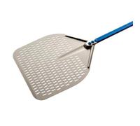 Gi.Metal Pala per Pizza Professionale extra leggera (Peso 0.7 Kg), Manico lungo 150 cm, Testa realizzata in Alluminio anodizzato neutro - Linea Azzurra A-32RF