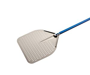 Gi.Metal Pala per Pizza Professionale Linea Azzurra A-37RF/200, Testa 36X36 cm, Lunghezza Manico 200 cm, Peso 0.88 Kg, Testa in Alluminio anodizzato neutro, manico anodizzato azzurro