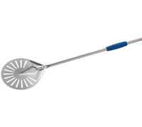 Gi.Metal Pala per Pizza Professionale Linea Azzurra I-26F/75, Testa 26 cm, Lunghezza Manico 75 cm, Peso 0.7 Kg, Testa in Alluminio anodizzato neutro, manico anodizzato azzurro