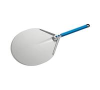 Gi.Metal Pala per Pizza Professionale Manico Corto, Linea Azzurra A-32C, Testa 33 cm, Lunghezza Manico 30 cm, Peso 0.47 Kg, Testa in Alluminio anodizzato neutro, manico anodizzato azzurro