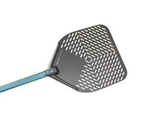 Gi.Metal Pala Pizza Linea Evoluzione Rettangolare Asolata in Alluminio Anodizzato in Ossido Duro 33x33 cm, Manico 60 cm