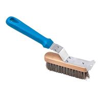 Gi.Metal Spazzola doppie Setole Acciaio Inox e Ottone per Griglia e Barbecue - con Raschietto in Acciaio Inox, Manico in Plastica leggera (Peso complessivo 0,90 Kg)