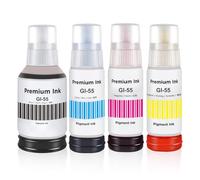 GI55 Kit Inchiostro Compatibile con Canon 55 GI-55 Serbatoio Inchiostro Pigmentato Compatibile con Stampanti MAXIFY GX1050 GX2050, 4 Colori, 135ML Nero, 70ML Ciano/Magenta/Giallo