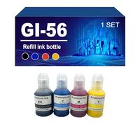 GI56 GI-56 Flaconi Di Inchiostro Di Ricarica Compatibili Con La Stampante Per Canon MAXIFY GX3050 GX4050 GX5050 GX6050 GX7050, 6000/14000 Pagine,4 colors-1 Set