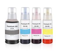 GI56 Kit Inchiostro Compatibile con Canon GI-56 Serbatoio Inchiostro Pigmentato Compatibile con Stampanti MAXIFY GX7050 GX6050 GX5050 GX4050 GX3050 GX6550 GX5550, 4 Colori, Nero/Ciano/Magenta/Giallo