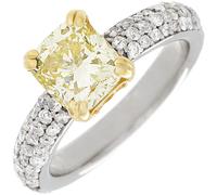 GIA 3.30 Carato Decorato Giallo Cuscino Cut Diamond Engagement Anello 18k Bianca