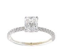 GIA Certificato 1.00 Ctw Cuscino Forma Diamante Fidanzamento Ring 14k Oro Bianco