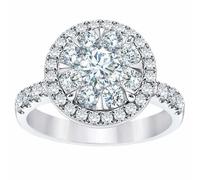 GIA Certificato 2.00 Carati Diamanti Fidanzamento Ring Taglio Rotondo 18k Bianco