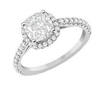 GIA Certificato Diamante Fidanzamento Anello 1.30 Carato Cuscino Forma 14K White
