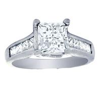 GIA Certificato Diamante Fidanzamento Anello 1.50 Ctw Taglio Princess 14k Bianca