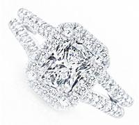 GIA Certificato Diamante Fidanzamento Split Stelo Anello 2.95Ct Radiante 18k Oro
