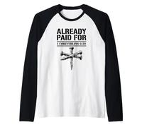 già Pagato 1 Corinzi 6:20 Fede Cristiana Croce Design Maglia con Maniche Raglan