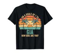 Gia Personalized Name Cute Retro Girls Groovy Birthday Maglietta