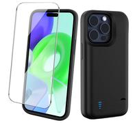 Giabuao Cover Batteria per iPhone 15 Pro Max (6.7"), 8500mAh Custodia Batteria Protettiva a 360° per Caricabatterie Portatile con Supporto, Powerbank Ricaricabile ed Espandibile per iPhone 15 Pro Max