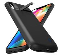 Giabuao Cover Batteria per iPhone XR (6,1"), 8500mAh Custodia Batteria Protettiva a 360° per Caricabatterie Portatile con Supporto, Powerbank Portatile Ricaricabile ed Espandibile per iPhone XR (Nero)