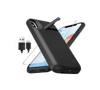 Giabuao Custodia a batteria per iPhone X/XS 6000 mAh, sottile, ricaricabile, avanzata, con supporto, power bank portatile, per iPhone X/XS, colore nero
