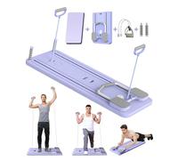 Giabuao Tavola Pilates Reformer Multifunzione Pieghevole con Ab Roller con Supporto per i Gomiti Macchina per Esercizi Addominali, Rimbalzo Automatico e Corda di Tensione per Fitness Domestica