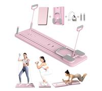 Giabuao Tavola Pilates Reformer Multifunzione Pieghevole, Pilates Board con Ab Roller Supporto per i gomiti, Macchina per Esercizi Addominali Rimbalzo Automatico e Corda di Tensione(Domestico/Esterno)