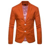 Giacca a Due Pulsanti Slim Fit Daily Suit per gli Uomini Blazer Sport leggero per Business Matrimonio Casual Cotone Blazer Cappotto Sportivo, arancione, L