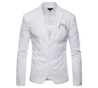 Giacca a Due Pulsanti Slim Fit Daily Suit per gli Uomini Blazer Sport leggero per Business Matrimonio Casual Cotone Blazer Cappotto Sportivo, bianco, XXXL