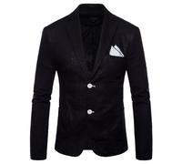 Giacca a Due Pulsanti Slim Fit Daily Suit per gli Uomini Blazer Sport leggero per Business Matrimonio Casual Cotone Blazer Cappotto Sportivo, Nero , XXXL