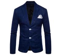 Giacca a Due Pulsanti Slim Fit Daily Suit per gli Uomini Blazer Sport leggero per Business Matrimonio Casual Cotone Blazer Cappotto Sportivo, Blu 1, L