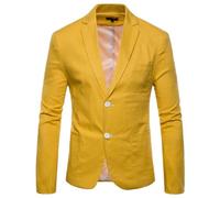 Giacca a Due Pulsanti Slim Fit Daily Suit per gli Uomini Blazer Sport leggero per Business Matrimonio Casual Cotone Blazer Cappotto Sportivo, giallo, XL