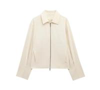 Giacca a maniche lunghe con risvolto largo da donna con tasche, bianco, XS