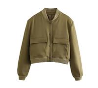 Giacca a maniche lunghe monopetto con scollo a V tinta unita da donna con tasche, EN8, M