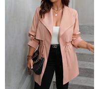 Giacca a maniche lunghe semplice e ordinaria per tutti i giorni per donne di taglia forte 0XL,1XL,2XL,3XL,4XLColore unicoTessuto intrecciato